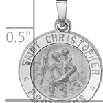 14k White Gold Polished/Satin St Christopher Medal Hollow Pendant
