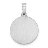 14k White Gold Polished/Satin St Christopher Medal Hollow Pendant