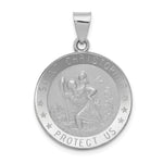 14k White Gold Polished/Satin St Christopher Medal Hollow Pendant