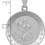 14k White Gold Polished/Satin St Christopher Medal Hollow Pendant