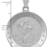 14k White Gold Polished/Satin St Christopher Medal Hollow Pendant