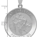 14k White Gold Polished/Satin St Christopher Medal Hollow Pendant