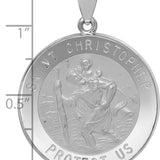 14k White Gold Polished/Satin St Christopher Medal Hollow Pendant