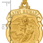 14k Polished and Satin St. Michael Badge Medal Hollow Pendant