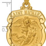 14k Polished and Satin St. Michael Badge Medal Hollow Pendant