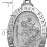 14k White Gold Polished/Satin St Christopher Medal Hollow Pendant