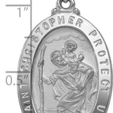 14k White Gold Polished/Satin St Christopher Medal Hollow Pendant