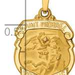 14k Polished and Satin St Michael Badge Medal Hollow Pendant