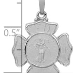 14k White Gold Polished and Satin St Florian Badge Pendant