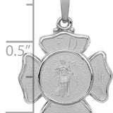 14k White Gold Polished and Satin St Florian Badge Pendant