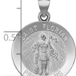14k White Gold Polished and Satin St Florian Medal Hollow Pendant