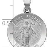 14k White Gold Polished and Satin St Florian Medal Hollow Pendant