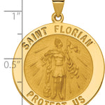 14k Polished and Satin St Florian Medal Hollow Pendant