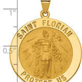 14k Polished and Satin St Florian Medal Hollow Pendant