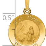 14k Polished and Satin St Francis Medal Hollow Pendant