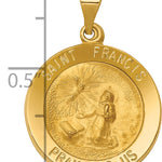 14k Polished and Satin St Francis Medal Hollow Pendant
