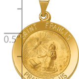 14k Polished and Satin St Francis Medal Hollow Pendant