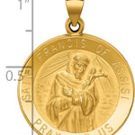 14k Polished and Satin St Francis of Assisi Medal Hollow Pendant