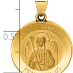 14k Polished and Satin St Gabriel Medal Hollow Pendant