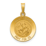14k Polished and Satin St George Medal Hollow Pendant