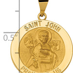 14k Polished and Satin St John Medal Hollow Pendant