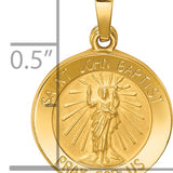14k Polished and Satin St John Baptist Medal Hollow Pendant
