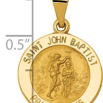 14k Polished and Satin St John Baptist Medal Hollow Pendant