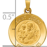 14k Polished and Satin St Joseph Medal Hollow Pendant