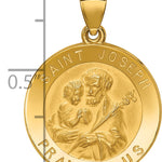14k Polished and Satin St Joseph Medal Hollow Pendant