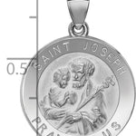 14k White Gold Polished and Satin St Joseph Medal Hollow Pendant