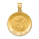 14k Polished and Satin St Joseph Medal Hollow Pendant