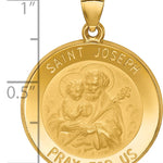 14k Polished and Satin St Joseph Medal Hollow Pendant