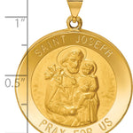 14k Polished and Satin St Joseph Medal Hollow Pendant
