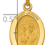 14k Polished and Satin St Joseph Medal Hollow Pendant