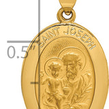 14k Polished and Satin St Joseph Medal Hollow Pendant