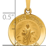 14k Polished and Satin St Jude Thaddeus Medal Hollow Pendant