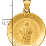 14k Polished and Satin St Jude Thaddeus Medal Hollow Pendant