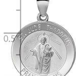 14K White Gold Polish/Satin St Jude Thaddeus Medal Hollow Pendant