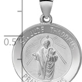 14K White Gold Polish/Satin St Jude Thaddeus Medal Hollow Pendant