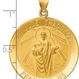 14k Polished and Satin St Jude Thaddeus Medal Hollow Pendant