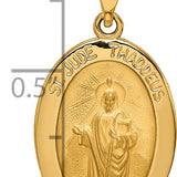 14k Polished and Satin St Jude Thaddeus Medal Hollow Pendant