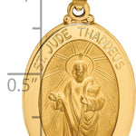 14k Polished and Satin St Jude Thaddeus Medal Hollow Pendant