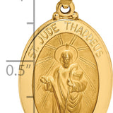 14k Polished and Satin St Jude Thaddeus Medal Hollow Pendant