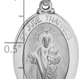 14K White Gold Polish/Satin St Jude Thaddeus Medal Hollow Pendant