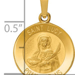 14k Polished and Satin St Lucy Medal Hollow Pendant