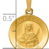 14k Polished and Satin St Lucy Medal Hollow Pendant