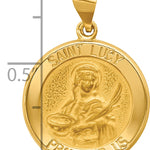 14k Polished and Satin St Lucy Medal Hollow Pendant