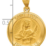 14k Polished and Satin St Lucy Medal Hollow Pendant