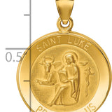 14k Polished and Satin St Luke Medal Hollow Pendant