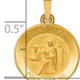 14k Polished and Satin St Luke Medal Hollow Pendant